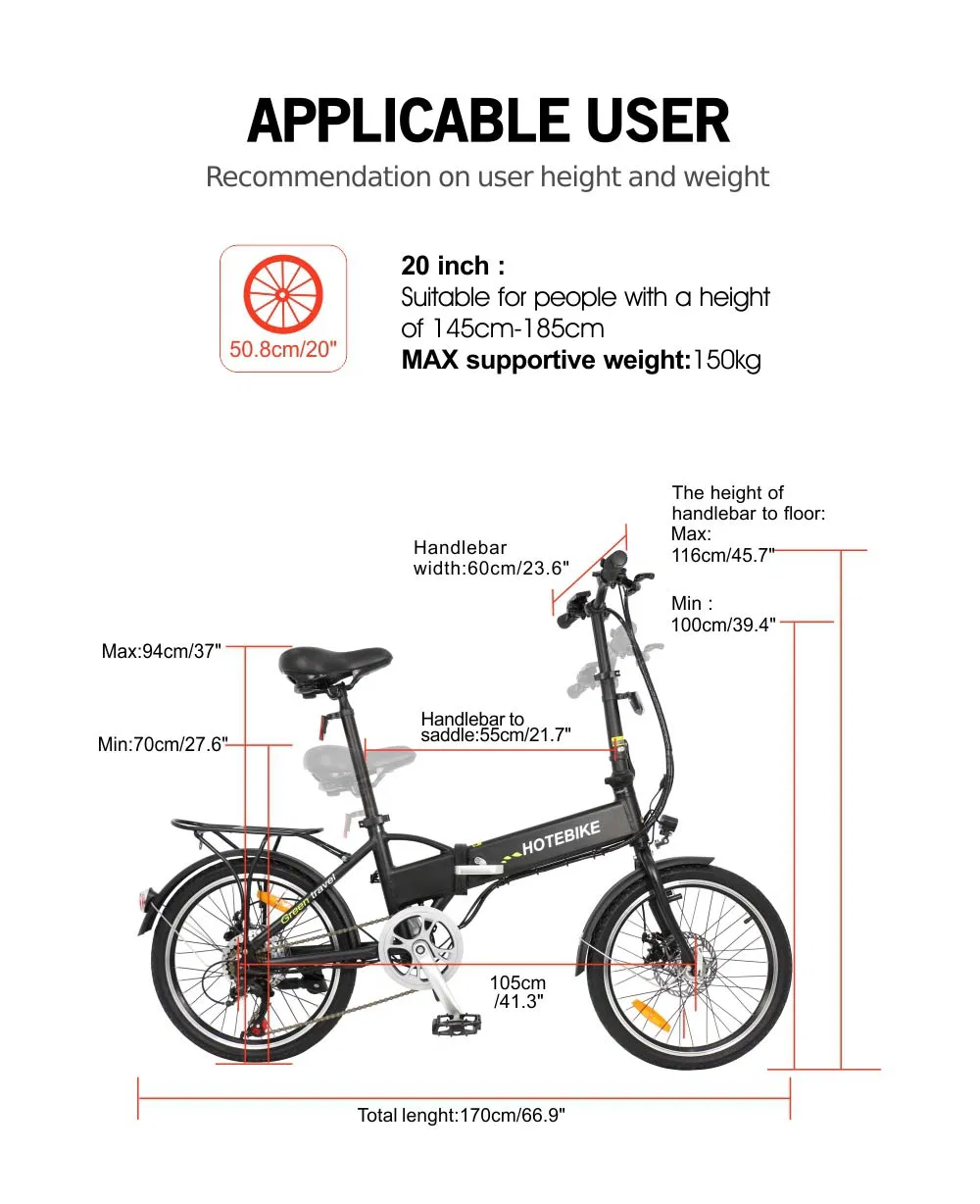 20 Inch Lightweight City Electric Folding Bike for Adults
