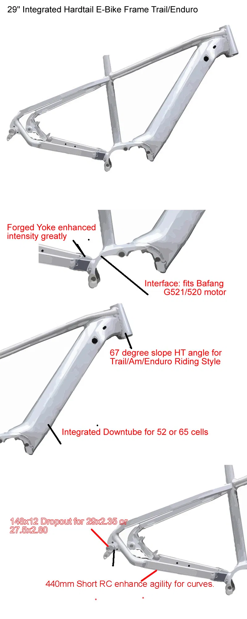 Bafang 500W Electric Bicycle Kit MID-Drive Ebike Parts 29er