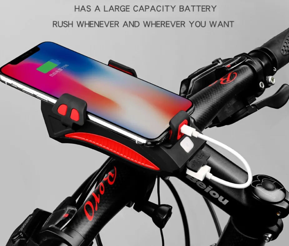Bike Light Front Bicycle Light for Bike with Phone Holder and Horn