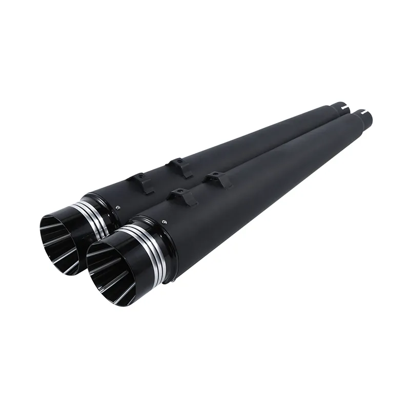Black 4′′ Megaphone Slip-on Silencer Exhaust Pipe for Harley Road King 1995-2016