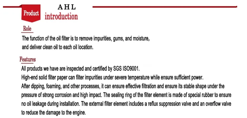 Chinese Genuine Motorcycle Oil Filter for Honda Crf250X Crf450X
