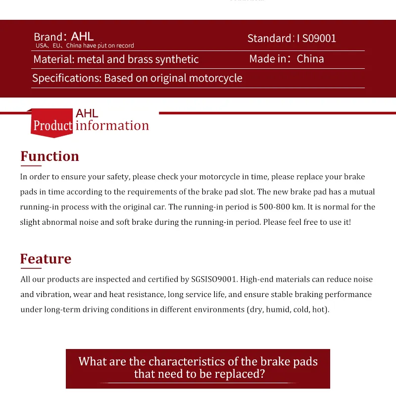 Fa181 Fa363 Fa245 Motorcycle Spare Parts Brake Pad for Ktm