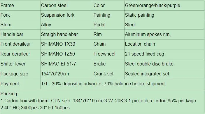 Factory 26inch Wholesale MTB Mountain Bicycle, 21 24 27 Speed Mountainbike Mountain Bike OEM MTB Cycle