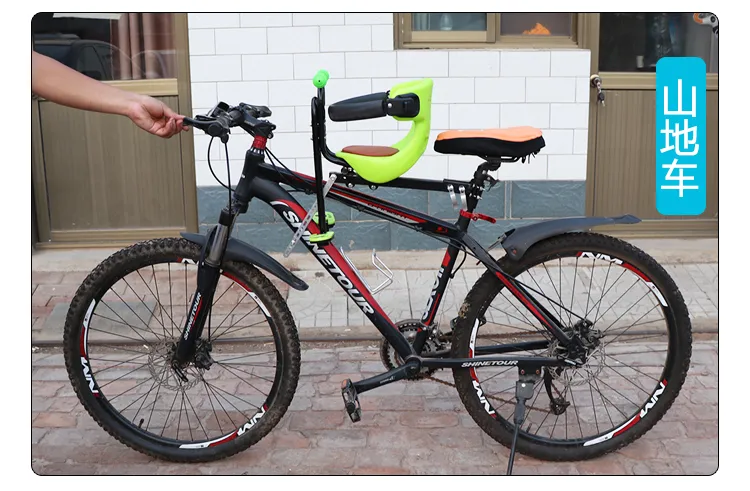 Front Baby Bike Seat Kids Safety Bicycle Kids Saddle with Foot Pedals Support Back Rest for MTB Road Bike