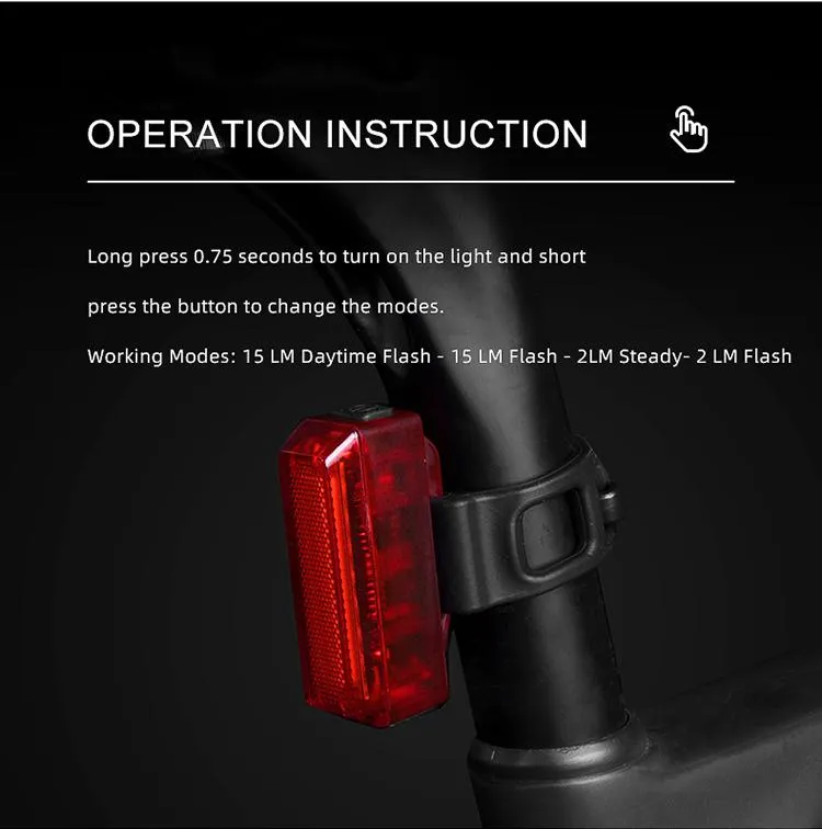 Gaciron 15 Lumen Tail Light for Bike LED Transparent Fashion Design 300 Degree Visual Angle Rear Light for Bike