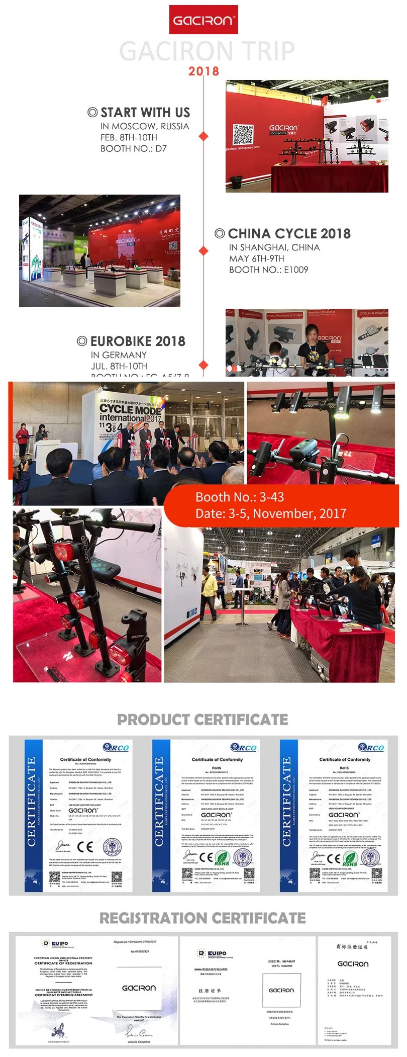 Gaciron Aluminum Alloy Ipx6 Waterproof Rechargeable Bike Light 800 Lumen LED Road Bicycle Accessories Head Lamp