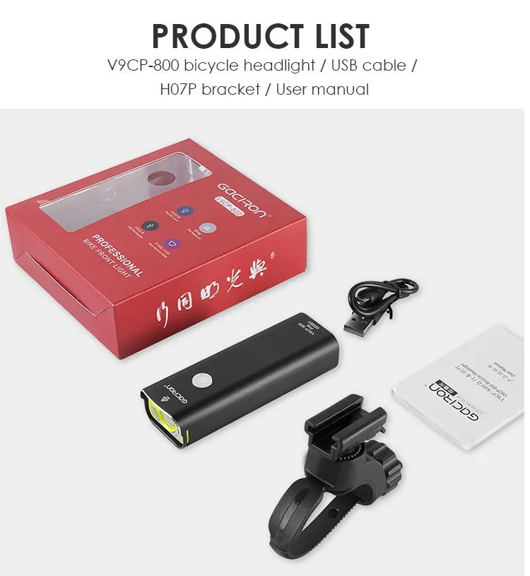 Gaciron Aluminum Alloy Ipx6 Waterproof Rechargeable Bike Light 800 Lumen LED Road Bicycle Accessories Head Lamp