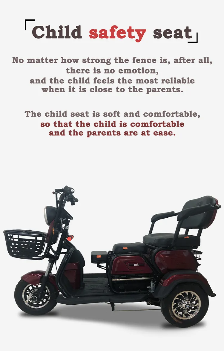 Handicapped Scooters CE Approved 3 Wheel Open Passenger Adult 3 Wheel Electric Tricycle