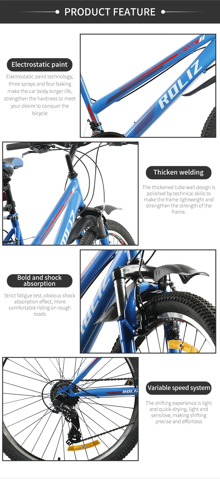 High Carbon Steel Adult Women/Mensports Racing Mountain Cycle Bike, China Factory Manufacturer Wholesale OEM 26"/27.5"/29"V- Break Customized Mountain Bicycle