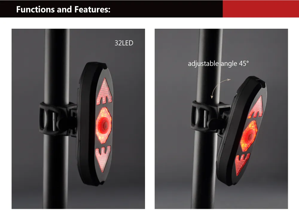 High Quality Remote Control Waterproof Safety Bicycle Tail Light 20lm Safety Rear Light Riding Tail Light Bike Light