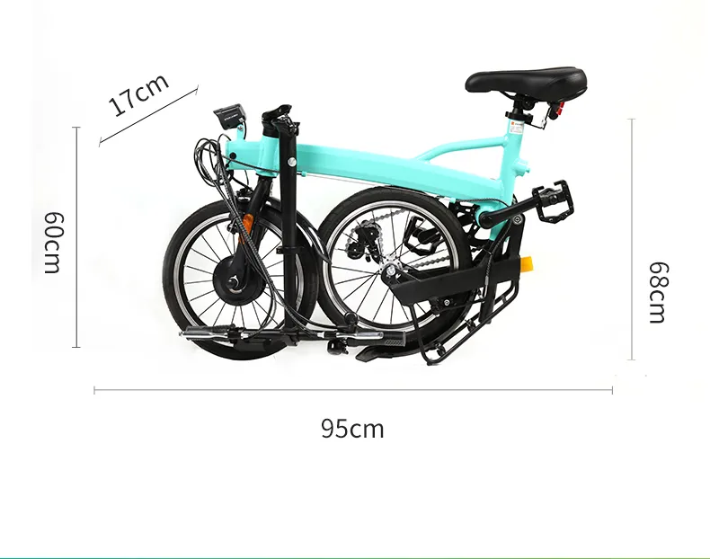 Mini Light Weight Front Drive Pedal Assist Portable Folding E Bike with Removeable Lithium Power