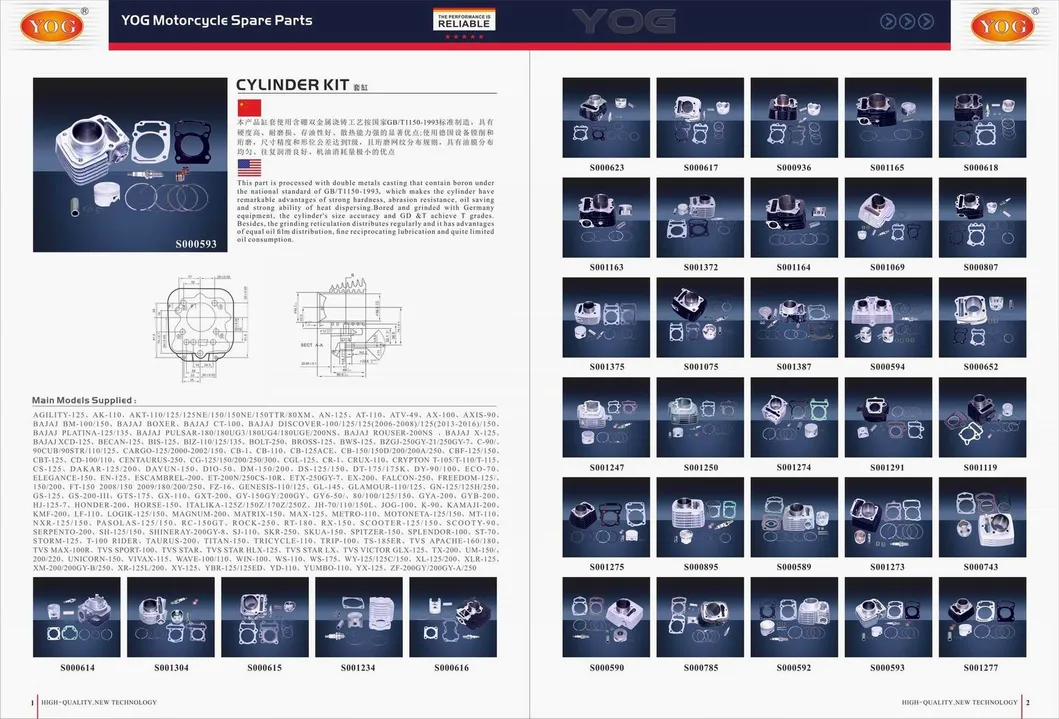 Motorcycle Engine Parts Cylinder Kit Block Kit De Cilindro Ybr125