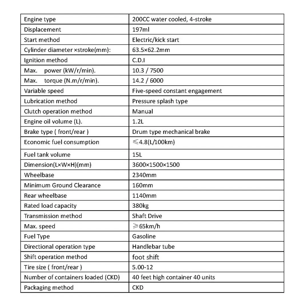 Three Wheel Gasoline Motor/Motorcycle Tricycle with Cargo Box Senegal 200cc 12