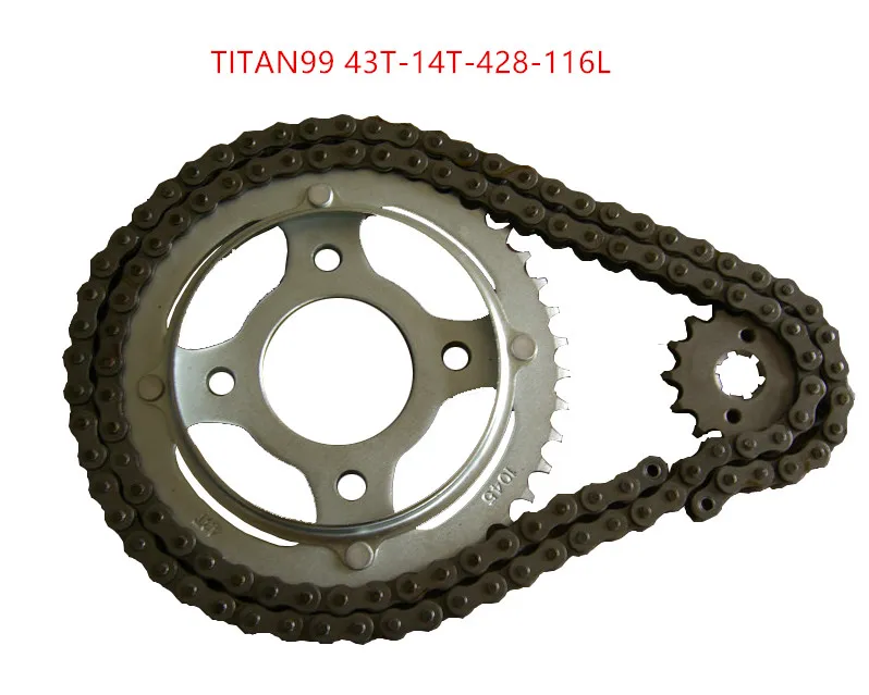Titan99 428-116L 43t-14t Motorcycle Chain & Sprocket Sets