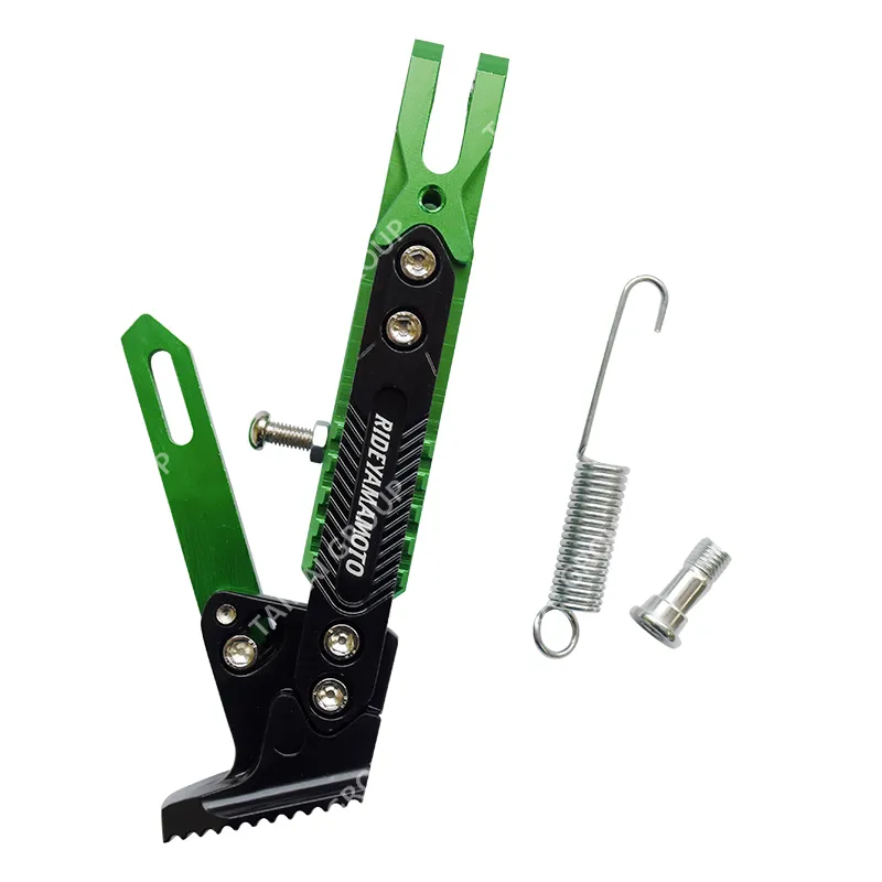 Yamamoto Motorcycle Spare Parts Universal Green Side Stand Kickstand Thicken Aluminum CNC Adjustable Support Frame Leg for YAMAHA Nmax 155 Honda Suzuki